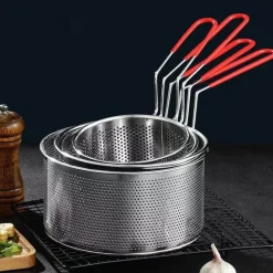 Frittierkorb aus Edelstahl – rundes Sieb für Pommes Frites