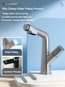 Futuristic Rotating Pull-Out Kitchen Faucet - Modern European Design
