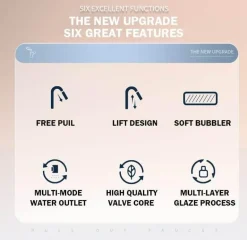 Futuristic Rotating Pull-Out Kitchen Faucet - Modern European Design