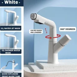 Futuristic Rotating Pull-Out Kitchen Faucet - Modern European Design