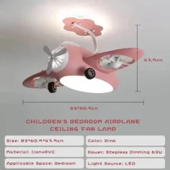Futuristische Flugzeug-Deckenventilatorlampe - RC-Schlafzimmerlampe für Kinder