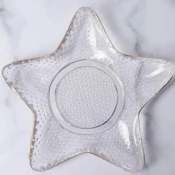 Galvanisierter Kristallglasteller mit Meeresmotiven – Dekorativer Tellerunterteller