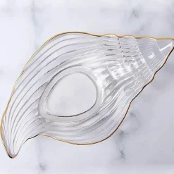 Galvanisierter Kristallglasteller mit Meeresmotiven – Dekorativer Tellerunterteller