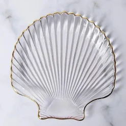 Galvanisierter Kristallglasteller mit Meeresmotiven – Dekorativer Tellerunterteller