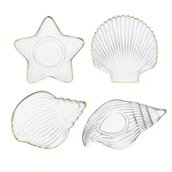 Galvanisierter Kristallglasteller mit Meeresmotiven – Dekorativer Tellerunterteller