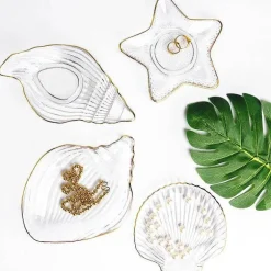 Galvanisierter Kristallglasteller mit Meeresmotiven – Dekorativer Tellerunterteller