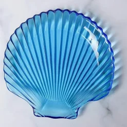 Galvanisierter Kristallglasteller mit Meeresmotiven – Dekorativer Tellerunterteller