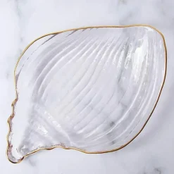 Galvanisierter Kristallglasteller mit Meeresmotiven – Dekorativer Tellerunterteller