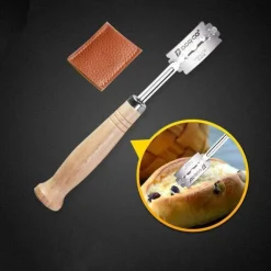 Gebogenes Brotmesser aus Edelstahl mit elegantem Holzgriff für müheloses Schneiden