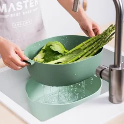 Gemüsekorb mit doppeltem Abfluss – Küchenspülensieb