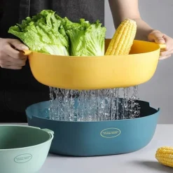 Gemüsekorb mit doppeltem Abfluss – Küchenspülensieb