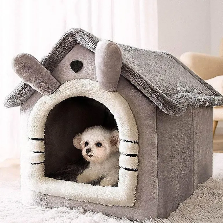 Gemütliches Plüsch-Haustierbett – warmes Hunde-/Katzenhaus