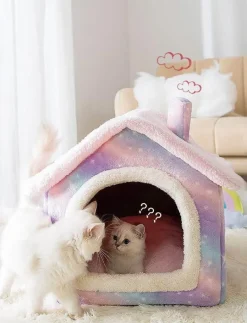 Gemütliches Plüsch-Haustierbett – warmes Hunde-/Katzenhaus