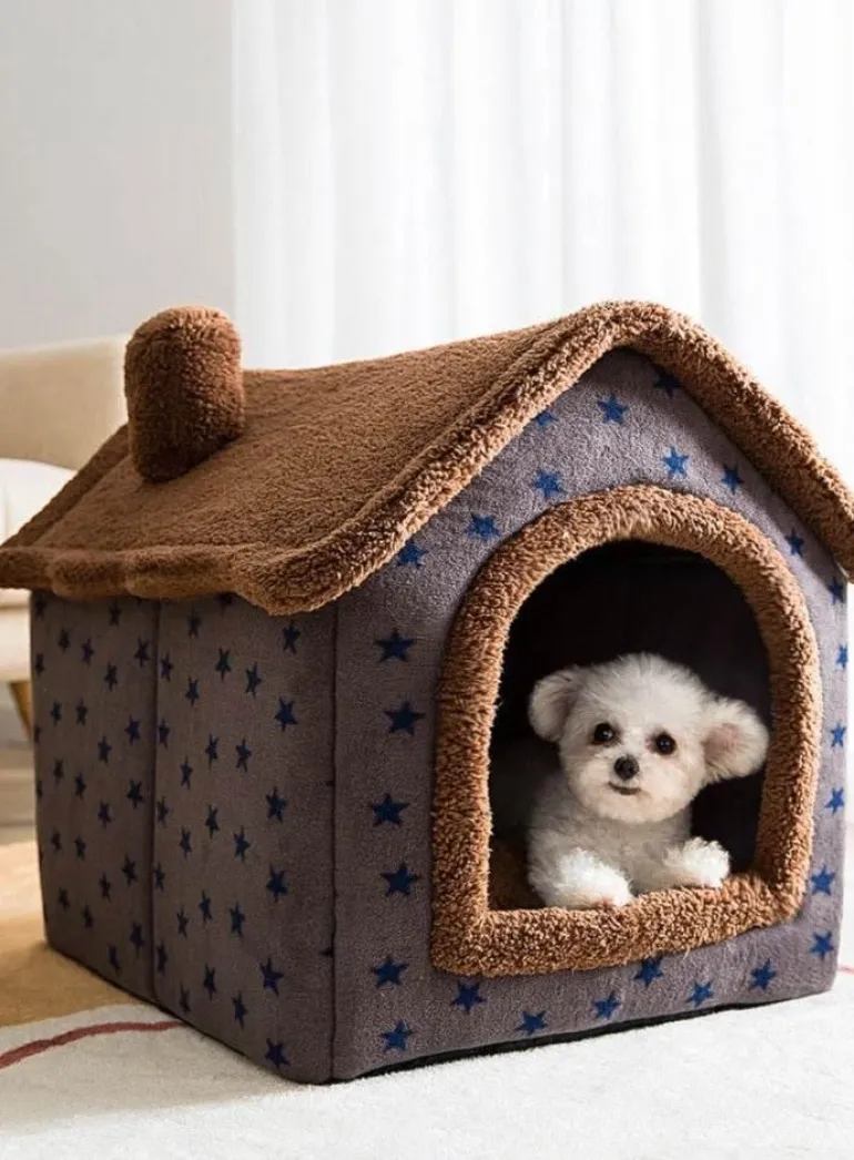 Gemütliches Plüsch-Haustierbett – warmes Hunde-/Katzenhaus