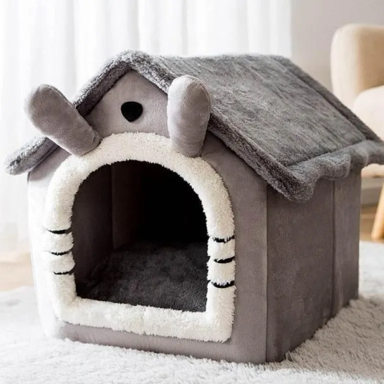 Gemütliches Plüsch-Haustierbett – warmes Hunde-/Katzenhaus
