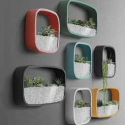 Geometrische Diamant-Wandvase – Dekorativer Regal-Übertopf