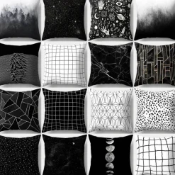 Geometrische schwarz-weiße Kissenbezüge - Moderne dekorative Kissenbezüge
