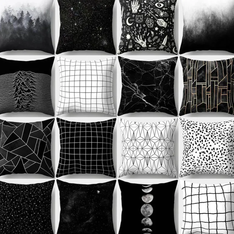Geometrische schwarz-weiße Kissenbezüge - Moderne dekorative Kissenbezüge