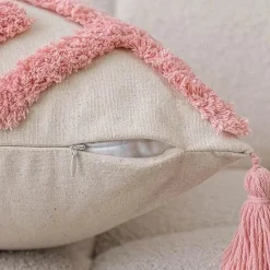 Geometrischer rosa Kissenbezug - 45x45cm getufteter Kissenbezug aus Baumwolle