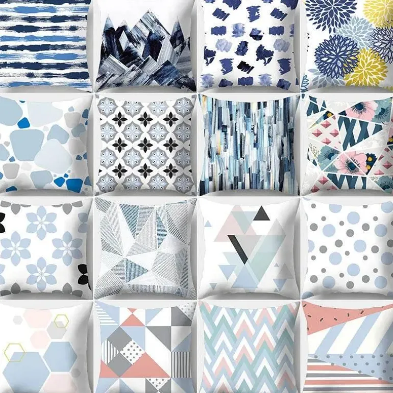 Geometrisches hellblaues Kissenbezug-Set - Nordische dekorative Bettwäsche