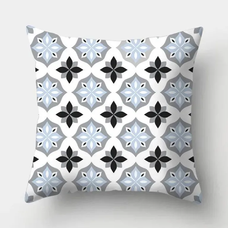Geometrisches hellblaues Kissenbezug-Set - Nordische dekorative Bettwäsche