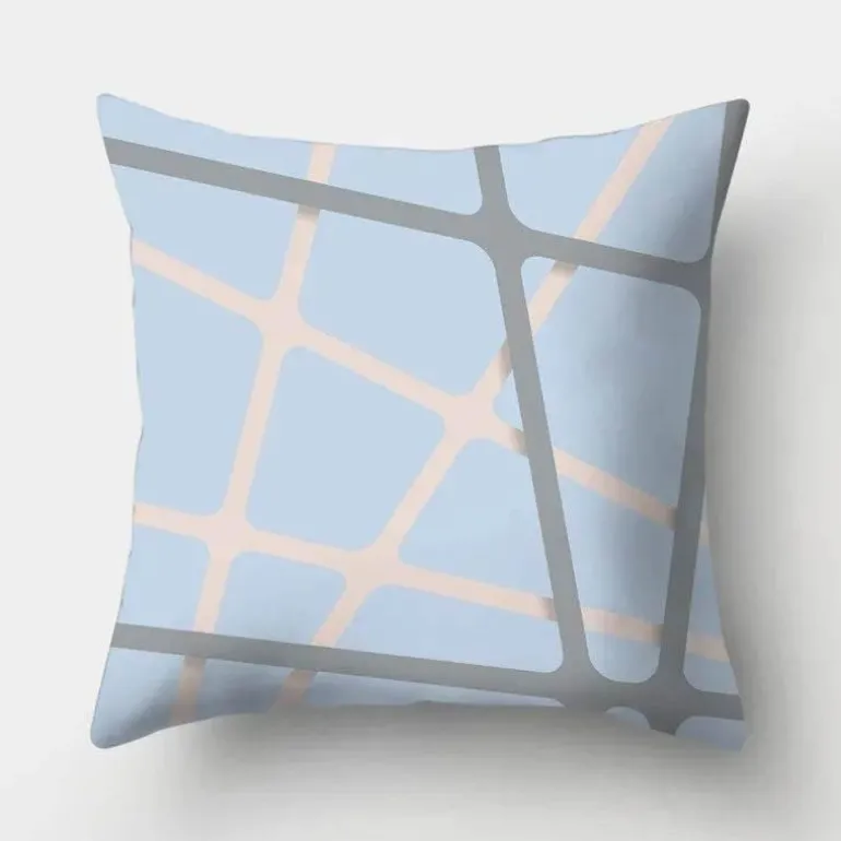 Geometrisches hellblaues Kissenbezug-Set - Nordische dekorative Bettwäsche