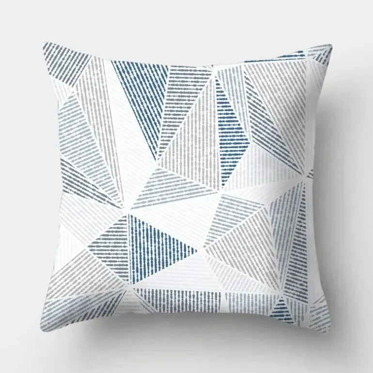 Geometrisches hellblaues Kissenbezug-Set - Nordische dekorative Bettwäsche