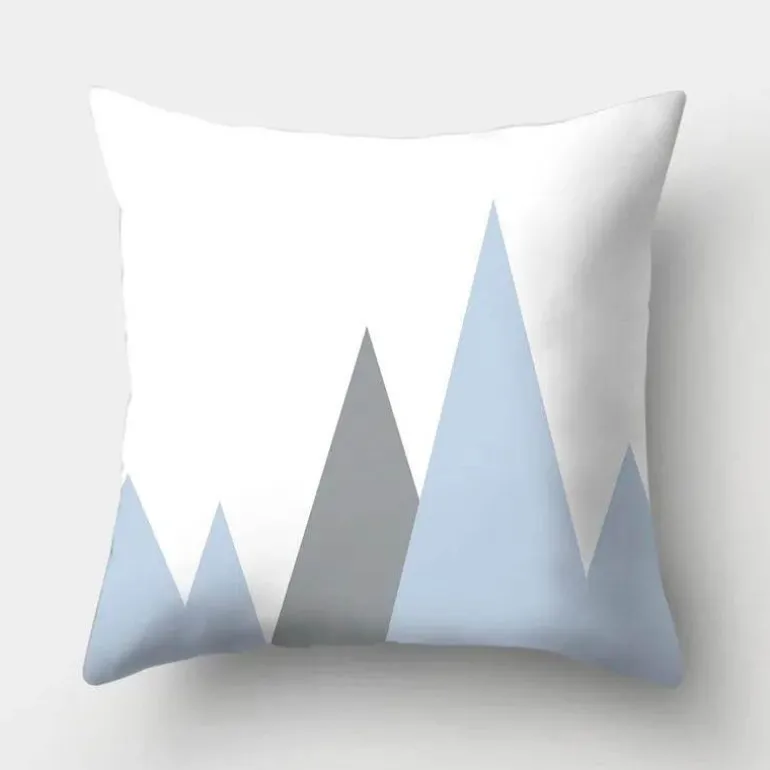 Geometrisches hellblaues Kissenbezug-Set - Nordische dekorative Bettwäsche