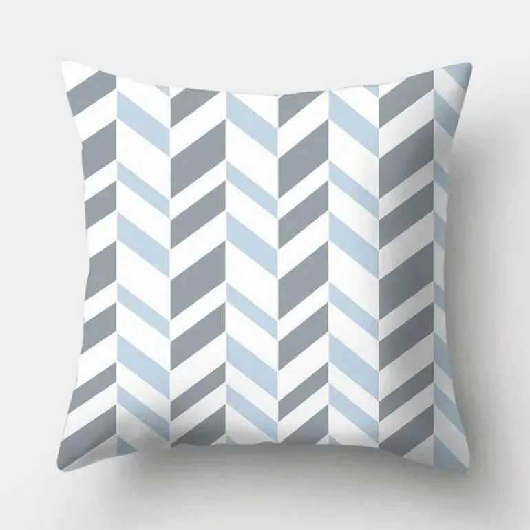 Geometrisches hellblaues Kissenbezug-Set - Nordische dekorative Bettwäsche