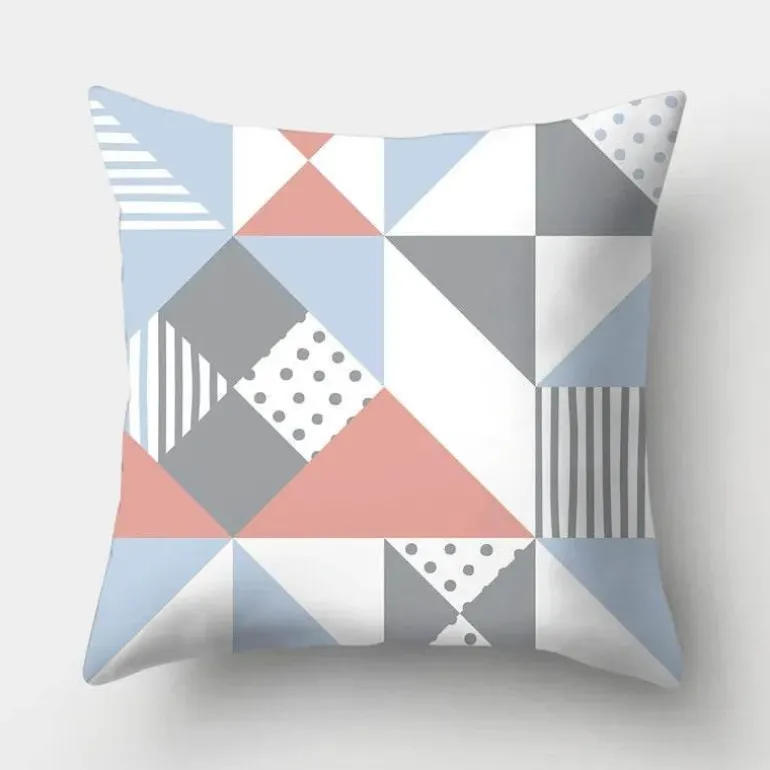 Geometrisches hellblaues Kissenbezug-Set - Nordische dekorative Bettwäsche