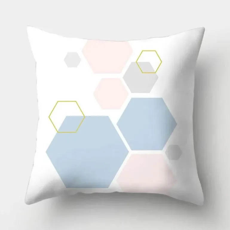 Geometrisches hellblaues Kissenbezug-Set - Nordische dekorative Bettwäsche