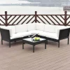 Gepolstertes Gartensofa-Set - 6-teiliges Ecksofa mit Tisch