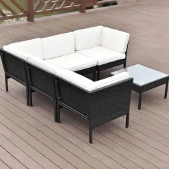 Gepolstertes Gartensofa-Set - 6-teiliges Ecksofa mit Tisch