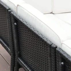 Gepolstertes Gartensofa-Set - 6-teiliges Ecksofa mit Tisch