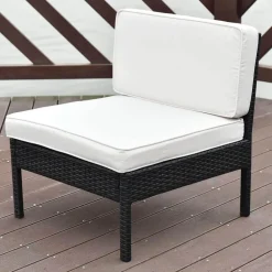Gepolstertes Gartensofa-Set - 6-teiliges Ecksofa mit Tisch