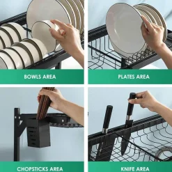 Geschirrständer aus Edelstahl für die Spüle – Küchenorganizer und Abtropffläche