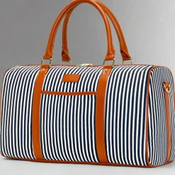 Gestreifte Canvas-Reisetasche – Geräumig, robust und multifunktional