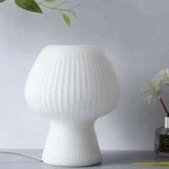 Gestreifte Pilz-Tischlampe – Stilvolle Glasleuchte