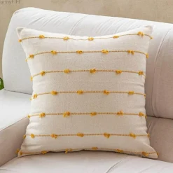 Gestreifter Jacquard-Kissenbezug - Blau Gelb Grau Rosa Beige