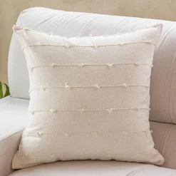 Gestreifter Jacquard-Kissenbezug - Blau Gelb Grau Rosa Beige