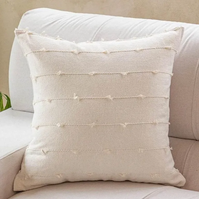 Gestreifter Jacquard-Kissenbezug - Blau Gelb Grau Rosa Beige