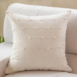 Gestreifter Jacquard-Kissenbezug - Blau Gelb Grau Rosa Beige