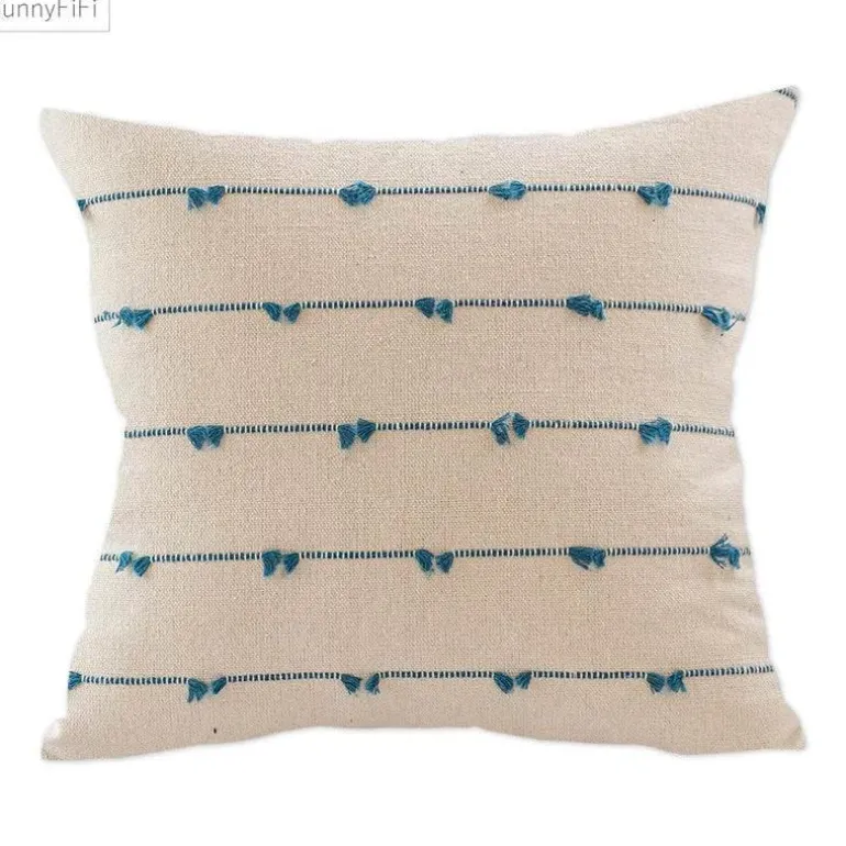 Gestreifter Jacquard-Kissenbezug - Blau Gelb Grau Rosa Beige