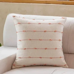 Gestreifter Jacquard-Kissenbezug - Blau Gelb Grau Rosa Beige