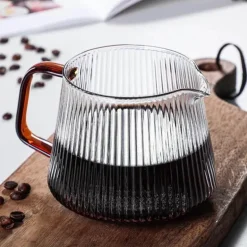 Gestreifter Kaffeekessel aus Glas – Teekanne mit V-Ausguss, 350 ml, 500 ml