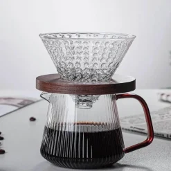 Gestreifter Kaffeekessel aus Glas – Teekanne mit V-Ausguss, 350 ml, 500 ml