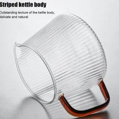 Gestreifter Kaffeekessel aus Glas – Teekanne mit V-Ausguss, 350 ml, 500 ml