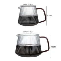 Gestreifter Kaffeekessel aus Glas – Teekanne mit V-Ausguss, 350 ml, 500 ml