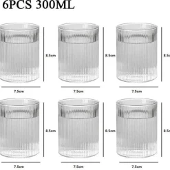 Gestreiftes Kaffeetassen-Set aus Glas – vielseitiges Trinkgeschirr für Kaffee, Tee, Wein