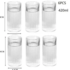 Gestreiftes Kaffeetassen-Set aus Glas – vielseitiges Trinkgeschirr für Kaffee, Tee, Wein